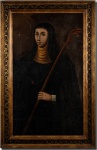 ESCOLA ITALIANA SÉCULO XVIII - ´´SANTA ESCOLÁSTICA´´ - Preciosíssima e bela pintura finamente executada em técnica de óleo sobre tela, representando icônica figura feminina da igreja católica. Mede 47 x 80 cm. Enquadrada em moldura da época em madeira nobre trabalhada medindo 80 x 94 x 5,5 cm. Bom estado de conservação. NOTA: Santa Escolástica é uma Santa Católica, nascida no Reino Ostrogótico e irmã gêmea de São Bento de Núrsia, pai do monaquismo. Escolástica buscava a santidade desde muito jovem e conta-se que iniciou sua vida consagrada a Deus antes de seu irmão.