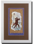 CRISTINA RAMOS DE SIRI - ´´TANGO´´- Linda obra executada finamente em técnica mista, rica em movimentos e cores representando clássico motivo argentino da dança tango. Assinada no C.I.D. datada de 2003. Mede 17 x 30 cm. Enquadrada em discreta moldura de madeira medindo 34 x 46,5 cm. Bom estado de conservação.