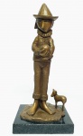 INOS CORRADIN com certificado - ''Pierrot'' Edição Limitada (22 de 100) - Raríssima e linda  escultura em terra cota patinada de excelente qualidade escultórica, riquíssima em detalhes, montada sobre base em mármore. Assinado Inos em perfeito estado de conservação. Mede 30 cm de altura x 13 cm de comprimento x 11 cm de largura da base. Acompanha certificado de autenticidade emitido pelo artista , assinado e autenticado em cartório . artista premiado e catalogado .