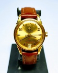 RARO RELÓGIO MIRVAINE - CLÁSSICO MODELO A755 VINTAGE ANTIMAGNETIC - BELÍSSIMA CAIXA DE 32 MM EM METAL ESPESSURADO A OURO - PULSEIRA NOVA EM COURO 14 MM - FUNÇÕES : HORAS - MINUTOS - SEGUNDOS - CALENDÁRIO - MOVIMENTO SWISS AUTOMÁTICO DE PRECISÃO 25 RUBIS SHOCK PROTECTED CULMINANTE - RESISTENTE A ÁGUA  . REVISADO, FUNCIONANDO EM EXCELENTE ESTADO . MODELO VINTAGE MEADOS DE 1970.