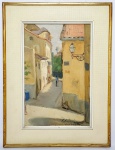 PORTUGAL - Charmosa e linda pintura finamente trabalhada em técnica de óleo sobre placa, representando cena do histórico bairro de Alfama, Lisboa. Rico em detalhes e cores. Assinado no C.I.D. ilegível datado de 1992, mede 25 x 38 cm. Moldura mede 38,5 x 52 cm. Perfeito estado de conservação. Portugal década de 90.