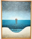INOS CORRADIN com certificado - '' MARINHA '' - Grande e lindíssima pintura finamente executada a óleo sobre tela representando bela cena de marinha com cores vibrantes, medindo 80 x 100 cm, assinado no canto inferior direito. Enquadrada em moldura de madeira nobre medindo 83 x 103 cm. Perfeito estado de conservação, acompanha certificado emitido pelo artista , autenticado em cartório . artista premiado e catalogado . NOTA: Equilibrista foi o tema que consagrou o artista , tema esse muito desejado e hoje muito raro no mercado devido a alta procura . Valor de mercado para essa obra varia de 8 a 10 mil reais , oportunidade . Acompanha elegante moldura nova . 1929 Nasce em 14 de novembro, em Vogogna, Piemonti, Itália. Com alguns meses seus pais transferem-se para Montreaux, Suíça Francesa, onde permanece até os 5 anos de idade. Depois, volta para a Itália, em Castelbado, Província de Padova, terra de seus pais, onde passa a infância e juventude. 1945Estuda pintura com o professor Tardivello. 1947Colabora com o pintor Pendini na execução de um mural alusivo aos mártires da resistência italiana, em Castelbaldo, Padova Itália. 1950Chega ao Brasil, estabelecendo-se em Jundiaí, São Paulo. 1951Conhece o pintor argentino Osvaldo Navarro que dirige o Atelier Cooperativa Politone na Vila Mariana, São Paulo. É convidado a fazer parte do núcleo artístico do qual participam, entre outros, os pintores: Ian Woronieki e Geraldo Trindade Leal e mais cinco pintores. 1952Convidado a participar do II Salão Paulista de arte moderna de São Paulo. 1953Chega a Salvador da Bahia com o pintor Trindade Leal. Conhece o grupo artístico baiano da época: Mário Cravo Júnior, Rubens Valentin, Aguinaldo dos Santos, Caribè, Raimundo de Oliveira, Pancetti, Jenner Augusto, Wilson Rocha e Mirabeau Sampaio, o crítico Wilson Rocha e o cantor e compositor Dorival Caymmi. 1954Convidado a participar do Salão Nacional de Arte Moderna do Rio de Janeiro.Osvaldo Gil Navarro o convida a participar da equipe de cenógrafos do Ballet do IV Centenário de São Paulo. Executa cenários para ballet e peças teatrais para Rugero Giacobbi e Aldo Cravo.1955Continua ativo como cenógrafo. 1957Começa uma nova fase de sua vida. Chega a Ibiúna, São Paulo, onde pinta e trabalha com os madeireiros que na época tinham na madeira sua principal fonte de economia, de onde extraia madeira para sua pequena fábrica de brinquedos. Nesta cidade, conhece o seu primeiro e mais importante marchand: Américo Reisfeld, que após cessar suas atividades é sucedido por seu genro, o Sr. Josef Bar-Tzion, que o representa em diversas exposições internacionais. 1960Casa-se com Maria Helena Rolin Carmelo com a qual teve três filhos. 1976É representado pela Sra. Carla Surian Albori com exclusividade européia. 1977Faz sua primeira exposição individual na Galeria de Arte André São Paulo, hoje denominada Nova André Galeria, onde trabalhou com exclusividade para André Blau, desde o começo da década de 60. 1979Contratado para pintar um cenário 8 x 11m para o teatro de Rovigo Itália 1990A Prefeitura de Jundiaí adquire 5 obras, com motivos religiosos, que estão expostos no Velório Municipal Adamastor Fernandes. 1993A Prefeitura Municipal de Jundiaí lhe presta uma homenagem pelos seus 40 Anos de Pintura, organizando uma exposição retrospectiva no Paço Municipal Nova Jundiaí, com obras emprestadas por inúmeros colecionadores. 1997Lança o livro La Visione Incantata na Nova André Galeria, em S.Paulo, com uma exposição. (livro lançado simultaneamente no Brasil e na Europa), lançado por Edas Edizioni DArte Surian. 2001Lança seu livro Venticinque Anni di mostre in Europa, lançado por Edas Edizioni DArte Surian. 2002A Companhia Italiana Costa Navegações lança ao mar o navio Costa Atlântica em Veneza e o contrata para decorar suas cabines com 800 serigrafias e 42 óleos sobre tela.Passa a fazer parte dos anais da Câmara Federal com discurso feito pelo Deputado Federal André Benassi ressaltando sua importância na pintura no Brasil e exterior. 2004Comemora 50 anos de pintura com uma super exposição no Hotel Intercontinental, na Al.Santos em S.Paulo, onde lançou seu livro 50 Anos de Pintura, editado por Auderi Martins. 2005É solicitado pela Prefeitura Municipal de Jundiaí, através do Prefeito Ary Fossen para criar um selo comemorativo dos 350 anos da cidade. Este selo também foi lançado pela Empresa Brasileira de Correios e Telégrafos. 2006É homenageado pela Associação Terapêutica de Estimulação Auditiva e Linguagem - ATEAL, juntamente com a Prefeitura Municipal de Jundiaí, em função de sua benemerência com as crianças assistidas dessa ONG, que inclusive reproduziram de forma singular algumas de suas obras. 2007Pinta o óleo sobre tela Tributo à Serra do Japi (l,80 x 9,00m), cuja réplica transformada num painel de 9,00 e 4,5 metros, encontra-se em exposição permanente na Rodoviária de Jundiaí, a convite do Prefeito Ary Fossen. 2008Lançamento do documentário INOS que traça um panorama de sua vida artística nos seus 56 anos de carreira, bem como curiosidades de sua vida pessoal. 2009Ano em que Inos completa 80 anos. As comemorações começaram em maio, na Itália, onde ele foi homenageado pela Prefeitura de Padova, através do Prefeito Flavio Zanonato, com uma exposição num Palácio Medieval do século XVI, na Salla della Gran Guardia na Piazza dei Signori.Em setembro, Inos fecha as comemorações com uma grande exposição na Nova André Galeria, onde trabalhou com exclusividade por 30 anos. Inos retorna à sua velha casa, depois de percorrer um longo caminho com mais de 200 exposições internacionais.Ainda em 2009,lança a 2ª edição do livro 50 Anos de Pintura com uma noite de autógrafos na Livraria da Vila, Al.Lorena em S.Paulo; 2010A Prefeitura de Jundiaí, por iniciativa do prefeito, Sr. Miguel Haddad, presta-lhe uma homenagem pelos seus 80 anos com uma exposição de esculturas e fotos de sua carreira ao lado de familiares e celebridades do mundo das artes, da música e da política nacional e internacional. O momento mais emocionante da homenagem foi o espetáculo musical, organizado por sua assessora Sandra Carnio, chamado Um concerto para Inos com músicas que retrataram momentos marcantes da vida do pintor, tendo à frente a cantora Clarina Fasanaro e músicos convidados.A convite do artista Ivald Granato passa a integrar o Grupo dos Onze (G11). O referido grupo é composto de renomados artistas da atualidade, dentre eles Cláudio Tozzi, Mario Gruber, Peticov, entre outros.A escultura O Saxofonista é escolhida para premiar sessenta grandes nomes da indústria musical brasileira no evento Expo Show Business, promovido por Tom Gomes. Dentre os premiados, Dody Serena, empresário do cantor Roberto Carlos, Guto Graça Mello, produtor musical da TV Globo, Marcelo Castello Branco, presidente da gravadora EMI e José Celso Guida, diretor geral da gravadora Biscoito Fino. 2011É homenageado com a exposição Gabinete de Arte Inos Corradin na Câmara Federal Brasília - DF , por ocasião do Momento Itália/Brasil. Inos que chegou ao Brasil na década de 50 é um símbolo da ligação e amizade entre brasileiros e italianos. 2013É homenageado na cidade de Padova - Itália, com o prêmio "Città di Padova 2013" pela sua trajetória artística.