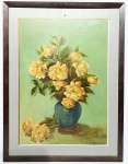 EDGARD OEHLMEYER - Rio Claro, SP 1909 - São Paulo, SP 1967 - Belíssima pintura executada finamente em técnica á óleo sobre tela representando lindo e rico motivo floral. Assinado no C.I.D. pelo renomado artista, finos traços. Mede 80 x 60 cm. Enquadrada em moldura de época em madeira nobre medindo 84,5 x 64,5 cm. Infelizmente a tela no estado com restauros. NOTA: Estudou no Instituto Profissional de Rio Claro, onde foi aluno de Carlos Hadler. Posteriormente, estudou pintura com Antonio Rocco e Amedeo Scavone. Em 1941 realizou exposição individual em São Paulo e em 1970 a Sociarte reuniu 56 obras suas em exposição. Em seu Dicionário Crítico da Pintura no Brasil (Artlivre, 1988), José Roberto Teixeira Leite declara que o artista praticou a paisagem, a natureza-morta, a figura, o gênero e a pintura de interiores, fazendo uso de sólido desenho e de bom colorido. Recebeu medalha de bronze em 1939 no Salão Paulista de Belas Artes, e pequena medalha de prata em 1940; o prêmio Prefeitura de São Pauto em 1946; e a grande medalha de prata em 1949.