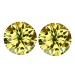 Precioso par de Belíssimas Moissanites /Moissanitas Yellow Extra de excepcional qualidade e clareza IF , belíssima lapidação diamante , totalizando 2.86 cts medidas 7.53 x 7.53 x 4.41  mm . Origem África . Perfeito estado de conservação , excelente investimento para monta uma joia de qualidade . Gema se tornou valiosa e muito conhecida devido a sua aparência próxima ao Diamante .