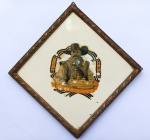 COLECIONISMO - Antigo azulejo comemorativo do IV Centenário de São Paulo com a figura de um bandeirante. Apresenta desgastes na figura - vide foto.