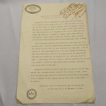 MILITARIA - COMUNICADO da Secretaria Geral da ASSOCIAÇÃO DOS EX-COMBATENTES DE SÃO PAULO (Revolução de 32), enaltecendo a Militar mutilado e solicitando a doação de um aparelho, comunicado este NÃO aprovado pelo Presidente Jorge Mancini por ser vexatório ao BRAVO MUTILADO DE 32, prontificando-se a providenciar o aparelho ao mesmo. Assinado Jorge Mancini.