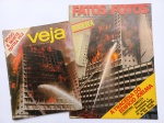   MILITARIA - Duas revistas originais da época tratando do incêndio do edifício Joelma, repletas de fotos dramáticas com a atuação das forças de segurança de São Paulo no resgate das vítimas e contenção do incêndio. Documentos históricos!