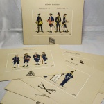 MILITARIA - 18 PRANCHAS COM DESENHOS DE JOSÉ WASTH RODRIGUES RETRATANDO UNIFORMES DO EXÉRCITO BRASILEIRO, DESDE 1730 ATÉ 1889, COM EXCEPCIONAL DETALHAMENTO DOS MESMOS. EXCELENTE AQUISIÇÃO PARA QUALQUER COLEÇÃO DE MILITARIA. 22,5x30,5 cm CADA. EDITADAS EM 1968.