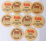 COLECIONISMO - Lote com dez bolachas antigas da mesma marca de cerveja alemã FRÜH.