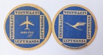 COLECIONISMO - Lote com duas bolachas antigas da companhia aérea LUFTHANSA.