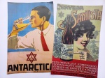 COLECIONISMO - Dois cartazes reproduzindo anúncios antigos da famosa cerveja ANTARCTICA, medindo 40x 24,5cm.