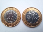 NUMISMÁTICA - Duas moedas de um real comemorativas dos Jogos Olímpicos.