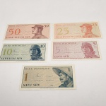 29. Lote com (5) cédulas da INDONÉSIA, 1964. Valor 1, 5, 10, 25 e 50 SEN. Todas FE. Sem circulação