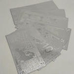 24. Curiosidade Numismática. Séries de (7) cédulas de EURO banhadas a PRATA: 5, 10, 20, 50, 100, 200 e 500 euros. 7 Cédulas fantasias no total