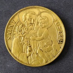 Medalha Saint Joseph - Oratoire Saint Joseph - Metal dourado - Medida: 34mm de diâmetro.