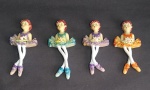 Lote Com 4 Ímãs - Representando Bailarinas - Em fina Biscuit - Medida de cada: 13 cm de comprimento.