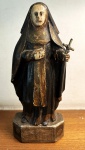 Antiga santa em madeira policromada, séc XIX 19cm