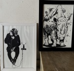 Dois quadros, Macaco e Rinoceronte 33x24cm