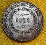 BRASIL - 1000 Reis - 1850 - Império - prata (.917) - 12,75 g - 30mm - 3º SISTEMA MONETÁRIO - 1º TIPO - P567