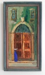 Xavier "O Santo" - Óleo sobre Eucatex -  Quadro representando Freira na Porta do Convento -  Emoldurado - Medidas: 38cm x 98cm - Assinatura CID - sem data