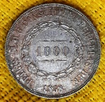 BRASIL - 1000 Reis - 1858 - Império - prata (.917) - 12,75 g - 30mm - 3º SISTEMA MONETÁRIO - 2º TIPO - P606