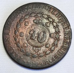Brasil - 80 réis - 1829R - Cobre, com carimbo geral de 40 - C628 - Bela peça!