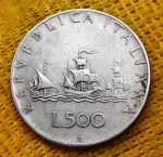 Itália - 500 liras - 1961 - Prata (.835) - 11 g - 29.3 mm