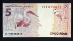 BRASIL - Cédula de 5 Reais - Série DF - C340  - Henrique Meirelles / A.A. Tombini - Flor de Estampa