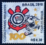 BRASIL - 2010 - Selo em tecido (autocolante) - Comemorativo do Centenário do Corínthians - MINT