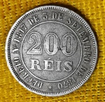 Brasil - 200 Réis - 1877 - Cupro-Níquel - Império - V020