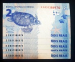 BRASIL - 5 Cédulas SEQUENCIADAS de 2 Reais de 2016 - Série EC - C336 - Meirelles/Goldfajn - Flor de Estampa