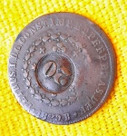 Brasil - 40 Réis c/c 20 Réis - 1829 B - Bahia - C651 - Atenção para carimbo evidenciado no verso