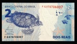 BRASIL - Cédula de 2 Reais - Série FG - Meirelles/Goldfajn - BELA NUMERAÇÃO - Flor de Estampa