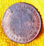 Portugal - X Reis -1842 -  cobre - 32 mm -12,75  gr - KM# 481 (levemente abaulada)