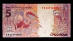 BRASIL - Cédula de 5 Reais de 2017 - Série EB - P.253c - Meirelles/Goldfajn - FLOR DE ESTAMPA