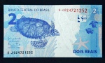 BRASIL - Cédula de 2 Reais - Série EJ - Meirelles/Goldfajn - Flor de Estampa