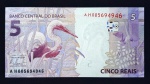 BRASIL - Cédula de 5 Reais de 2013 - Série AH - C340  - Guido Mantega/A.A. Tombini - Flor de Estampa
