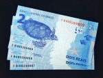 BRASIL - 3 Cédulas SEQUENCIADAS de 2 Reais - Série FB  - Henrique Meirelles / Ilan Goldfajn - Flor de Estampa