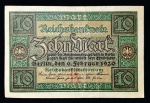 ALEMANHA - 10 Mark  - 1920  - 10 DE FEVEREIRO DE 2020 - Letra de impressão K em vermelho no verso - Maravilhosa Cédula em Excelente Estado de Conservação