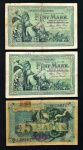 ALEMANHA - 3 CÉDULAS DE 5 MARK - ESCASSAS - Data: 31/10/1904 - conforme fotos