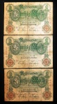 ALEMANHA - 3 CÉDULAS DE 50 MARK - ESCASSAS - Data: 10/03/1906 - conforme fotos