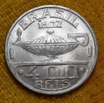 BRASIL - 400 RÉIS - 1937 - NÍQUEL - OSWALDO CRUZ - BELÍSSIMA PÁTINA NATURAL!