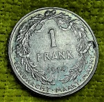 Bélgica 1 franco, 1914 - Legenda em Holandês - 'ALBERT KONING DER BELGEN' - Alinhamento Moeda (180) - Prata 0.835 - 23 mm - 5 gr. KM#73
