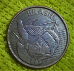 BRASIL - RARA MOEDA ANÔMALA DE 5 CENTAVOS - 2008 - " REVERSO INCLINADO" - QUASE HORIZONTAL - MUITO ESCASSA! - EXCELENTE ESTADO DE CONSERVAÇÃO