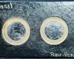 BRASIL - 1 Real - ano 2006 - JK - 2 moedas, sendo uma com Reverso Horizontal