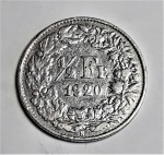 Suiça - 1920 -   Franc - Prata .835 -  2,5g - 18,2 mm - Linda Moeda