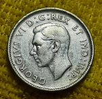 CANADÁ - 1943 - PRATA - 25 CENTS - REI GEORGE VI - 5.83 gr