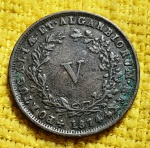 Portugal - 1874 - V Réis - Cobre - 6.37g, - 27mm