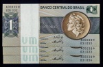 BRASIL - 3 Cédulas Sequenciadas de 1 Cruzeiro - C129a (Amato - Irlei) - CÉDULAS DE REPOSIÇÃO - Série 00039* - FLOR DE ESTAMPA