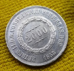 Brasil - 2000 réis - 1853 - Prata - Império - 3º SISTEMA MONETÁRIO - 2º TIPO - P615